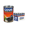 Goya Black Bean Soup can with a box of 24-pack on a white background