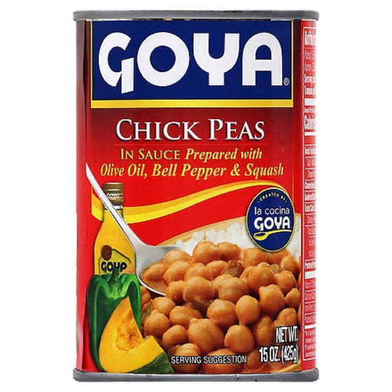 GOYA CHICK PEAS IN SAUCE PREPARED WITH OLIVE OIL,BELL PEPPER Y SQUASH 15 OZ