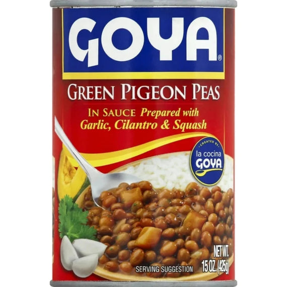 GOYA GREEN PIGEON PEAS IN SAUCE PREPARED WITH GARLIC,CILANTRO Y SQUASH 15 OZ