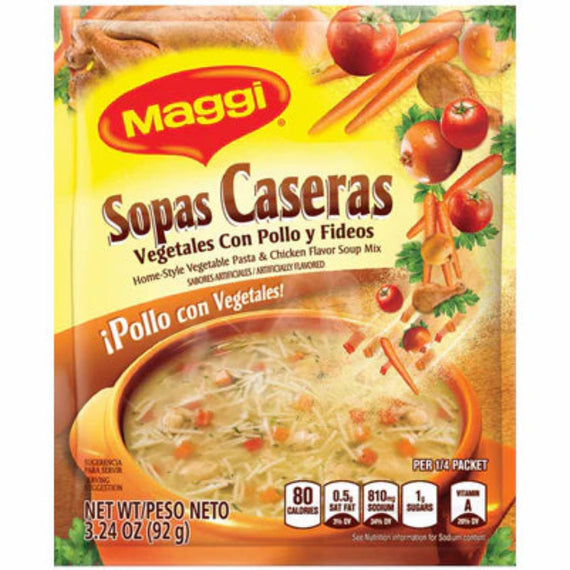 MAGGI SOPA CASERAS VEGETALES CON POLLO Y FIDEO 3.3 OZ